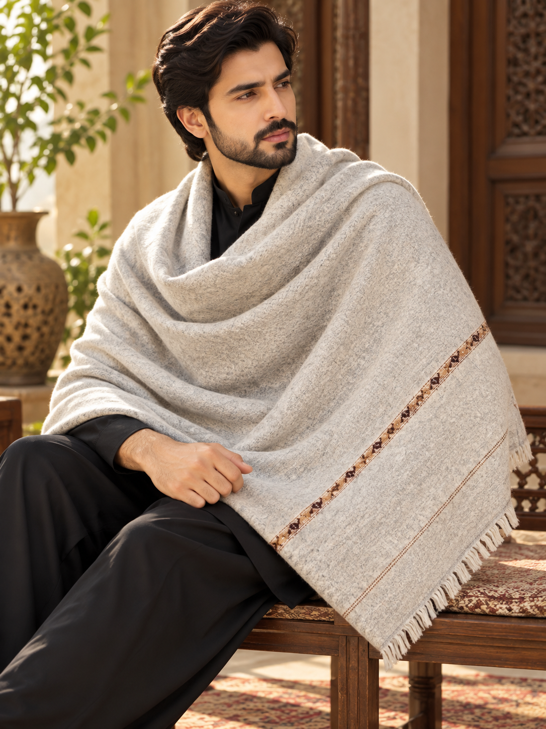 Angora Wool shawl(M01)