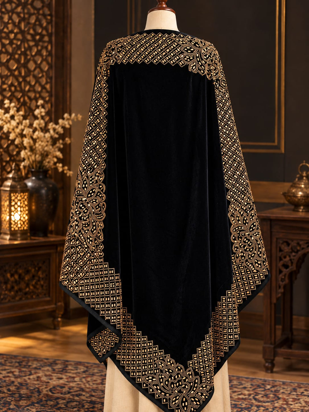 Velvet Royal Border Shawl(V04)