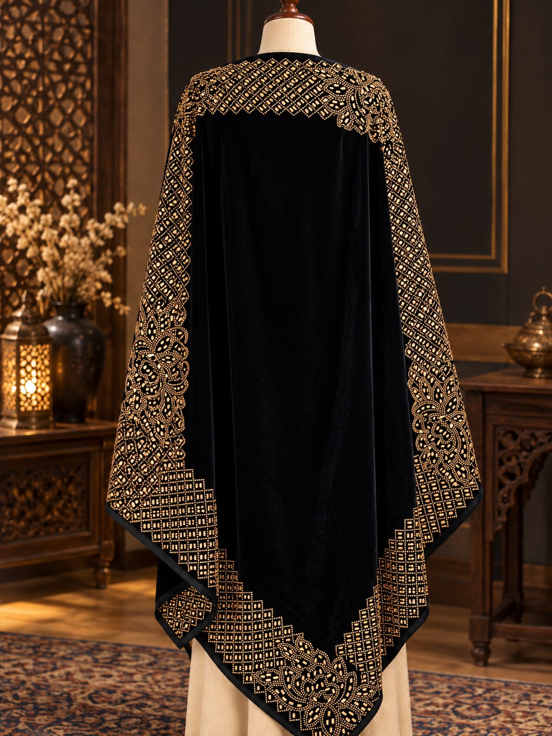 Velvet Royal Border Shawl(V04)