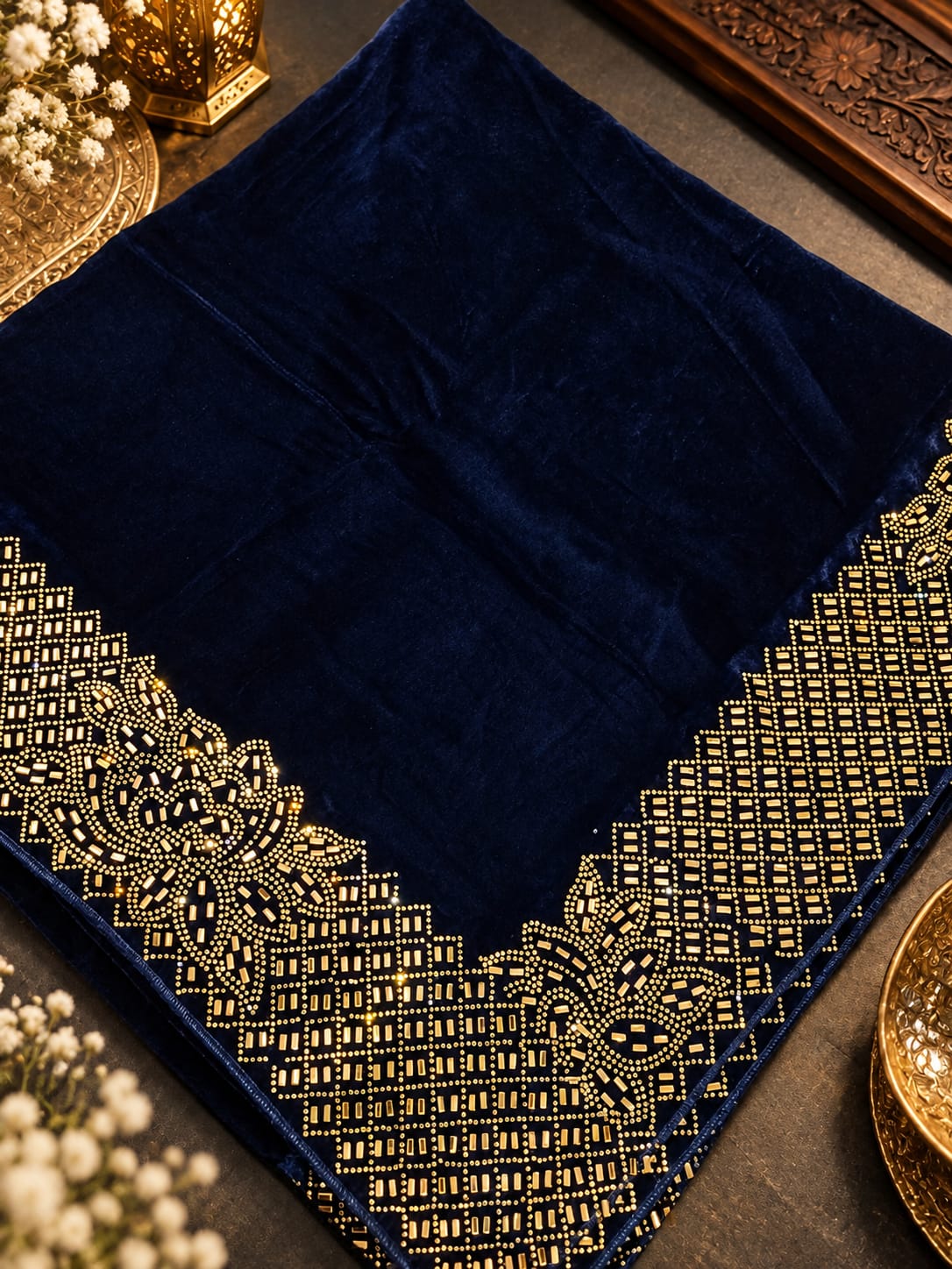 Velvet Royal Border Shawl(V04)