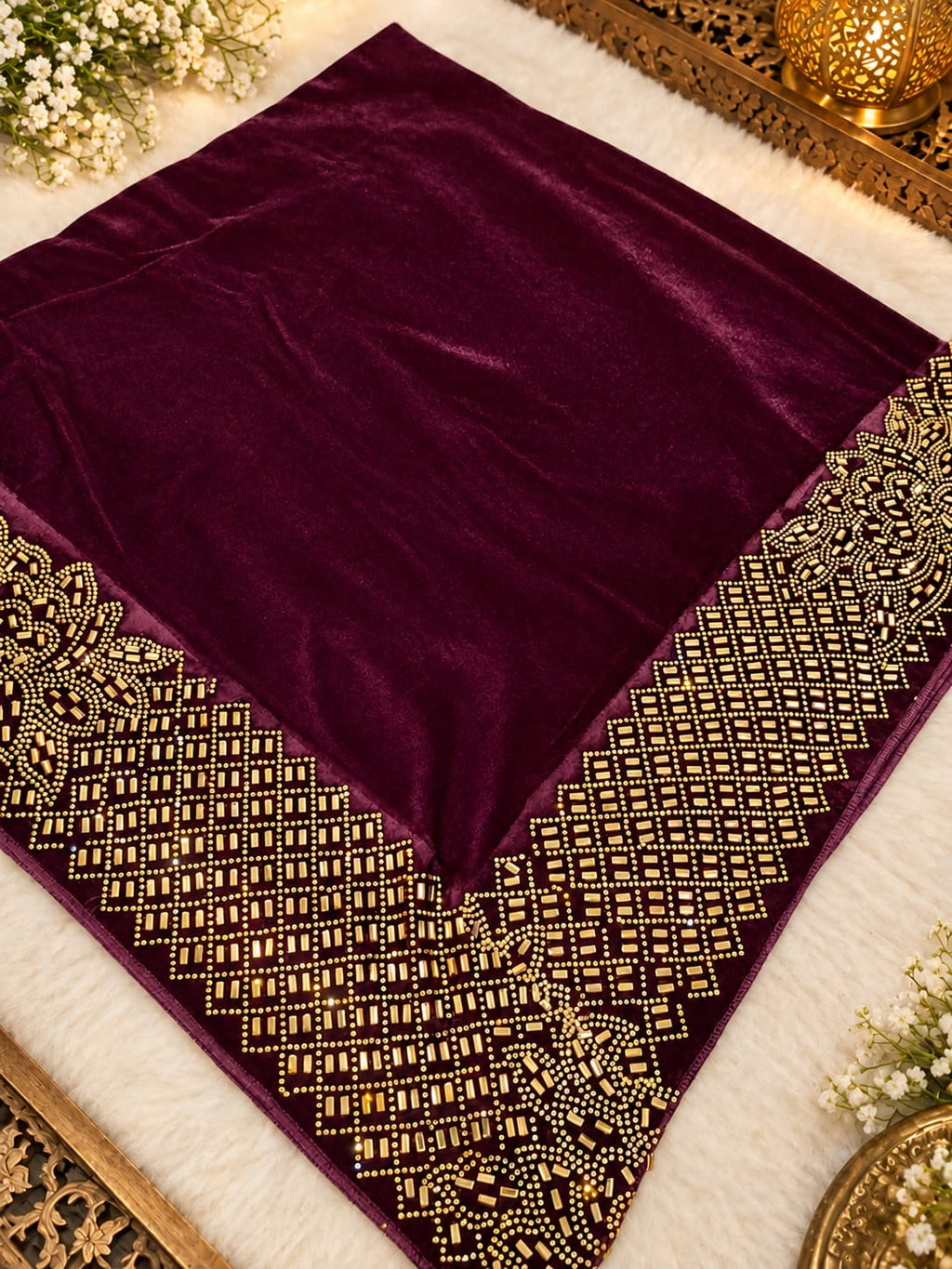 Velvet Royal Border Shawl(V04)