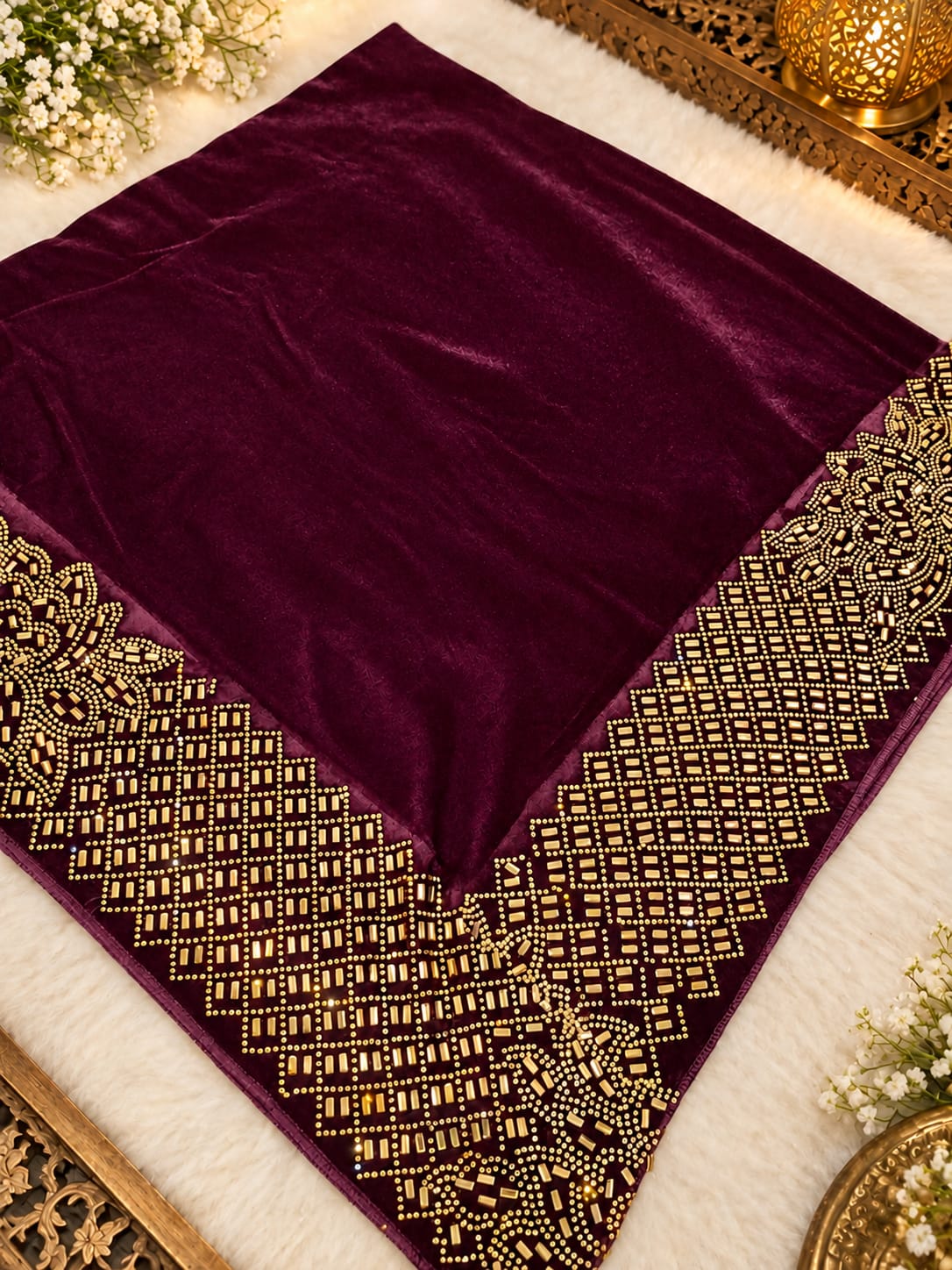 Velvet Royal Border Shawl(V04)